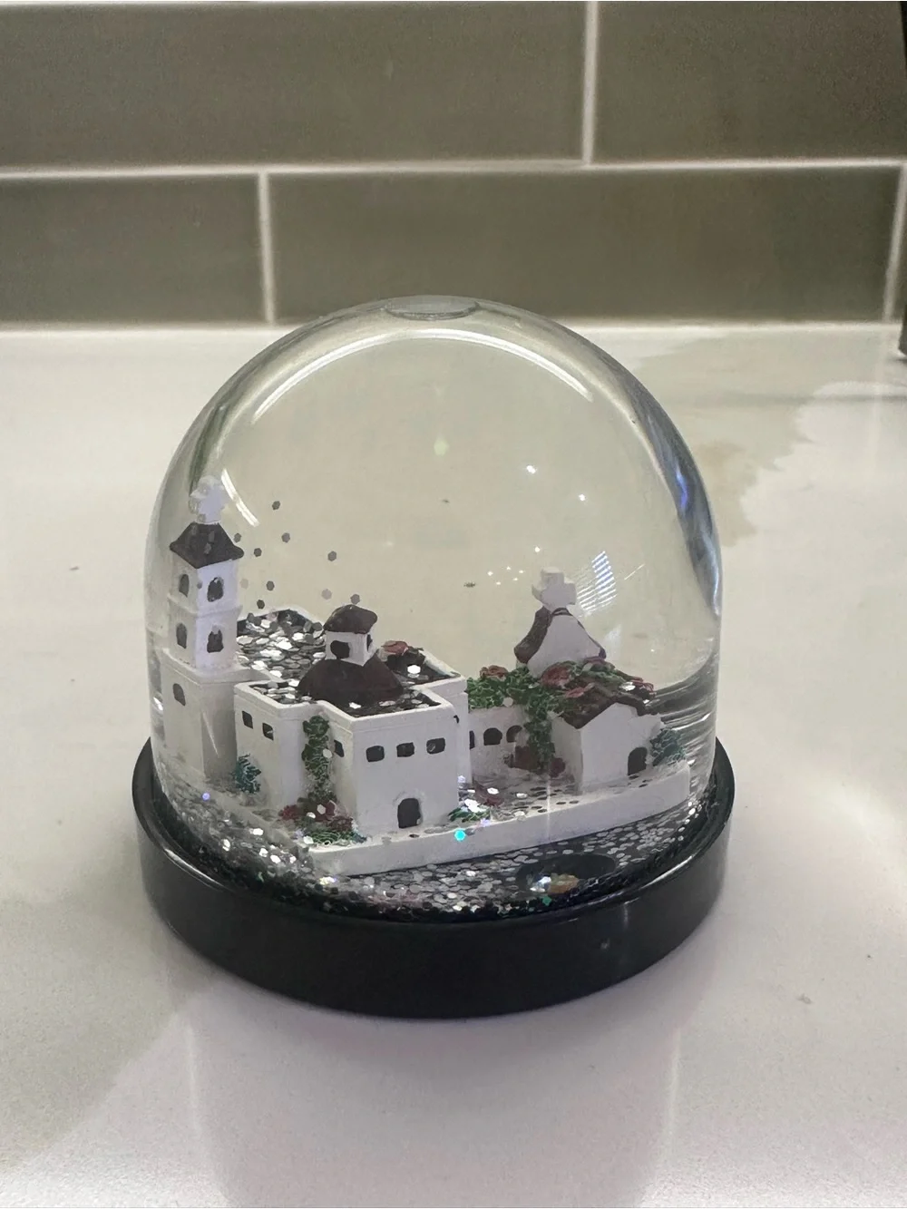 Mission San Juan Capistrano Snow Globe - White & Black